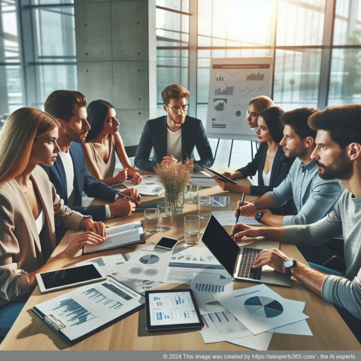 Ein junges Team diskutiert Strategien am Konferenztisch während sie Pläne zur Gründung einer neuen UG ausarbeiten