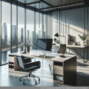 Modern eingerichtetes Homeoffice repräsentiert durch einen virtuellen Firmensitz