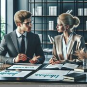 ‘GmbH Gründungsberatung’ Berater erklärt einem Klienten Details zur Gründung einer GmbH