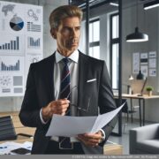 Biznesmen przegląda dokumenty dotyczące założenia GmbH