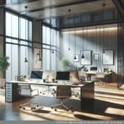 Moderní nastavení virtuální kanceláře s digitálními zařízeními a obchodní atmosférou