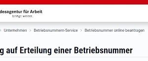 Antrag auf Erteilung einer Betriebsnummer