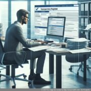 Online-Formular zur Beantragung der Transparenzregister Eintragung auf einem Computerbildschirm