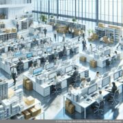 Professioneller Postannahmeservice im Büro Kuva nykyaikaisesta toimistosta, jossa keskitytään postin vastaanottopalveluun; näyttää ihmiset työskentelevät tietokoneella kirjaimilla etualalla.