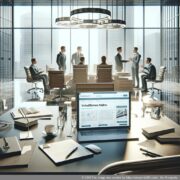 Virtueel bedrijfsadres in modern kantoor De grafiek toont verschillende aspecten van het gebruik van een virtueel bedrijfsadres in een marketingcontext.