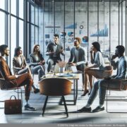 Grafika przedstawiająca znaczenie strategii marketingowych dla sukcesu spółki GmbH, z symbolami wzrostu i planowania.