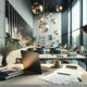 Eine moderne Büro-Szene mit einem Laptop auf einem Tisch, symbolisiert Flexibilität durch eine virtuelle Geschäftsadresse für Start-ups.