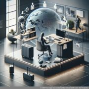 Dijital göçebeler için profesyonel atmosfere sahip, modern sanal ofis.