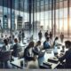 Ein modernes Arbeitsumfeld mit einem virtuellen Büro als Firmensitz zeigt Unternehmer bei der Nutzung digitaler Tools zur Steigerung ihrer Effektivität.
