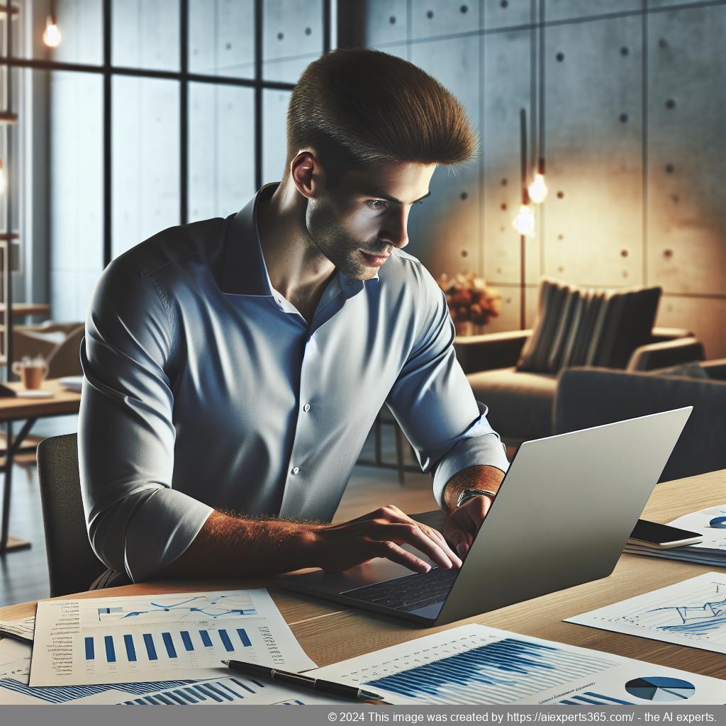 Ein junger Unternehmer plant den Wechsel seiner UG zur GmbH am Computer