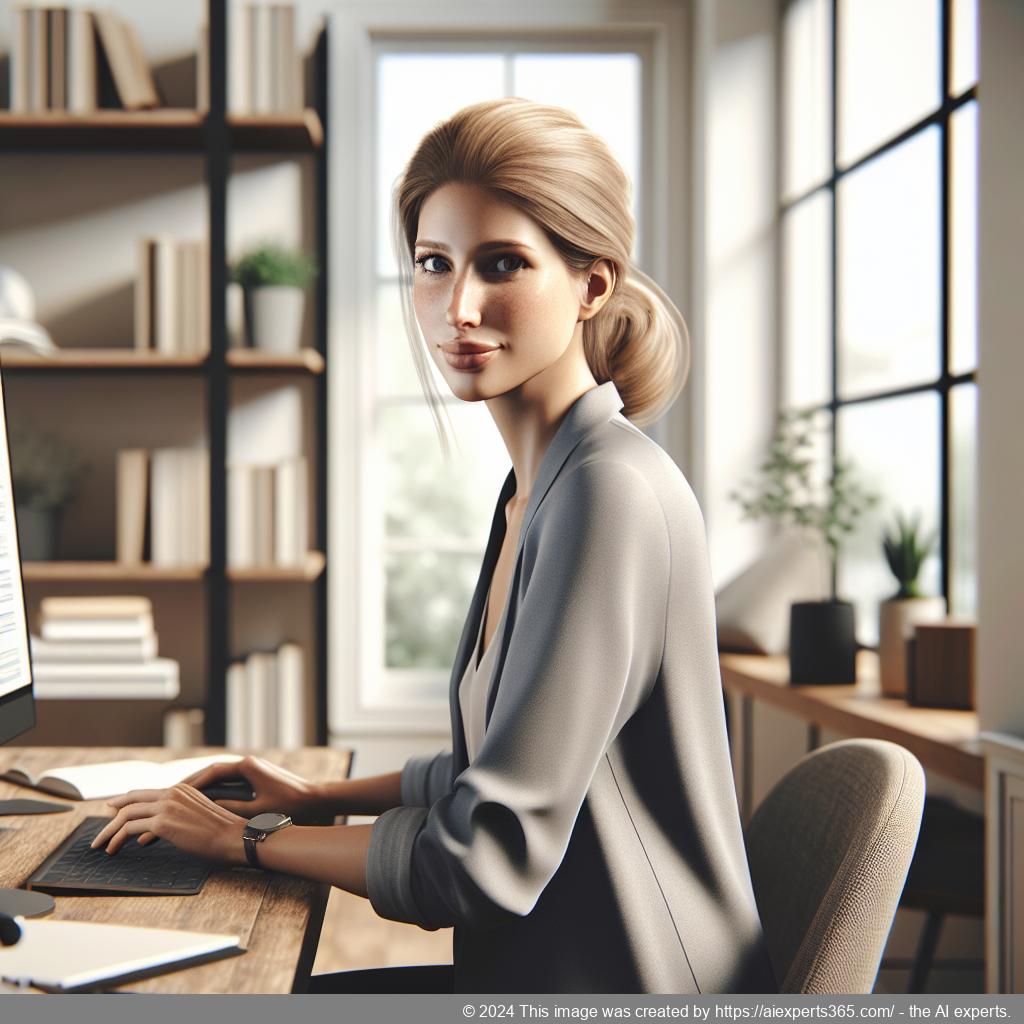 Eine professionelle virtuelle Sekretärin arbeitet an einem Computer