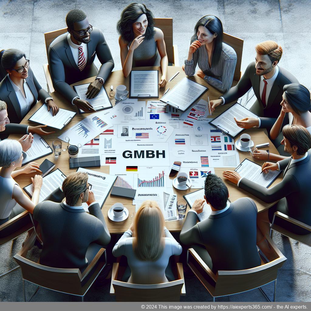 Grafik zur Darstellung des Ablaufs bei der Gründung einer GmbH mit Fokus auf wichtige Schritte wie Gesellschaftsvertrag, notarielle Beurkundung und Markenpositionierung.