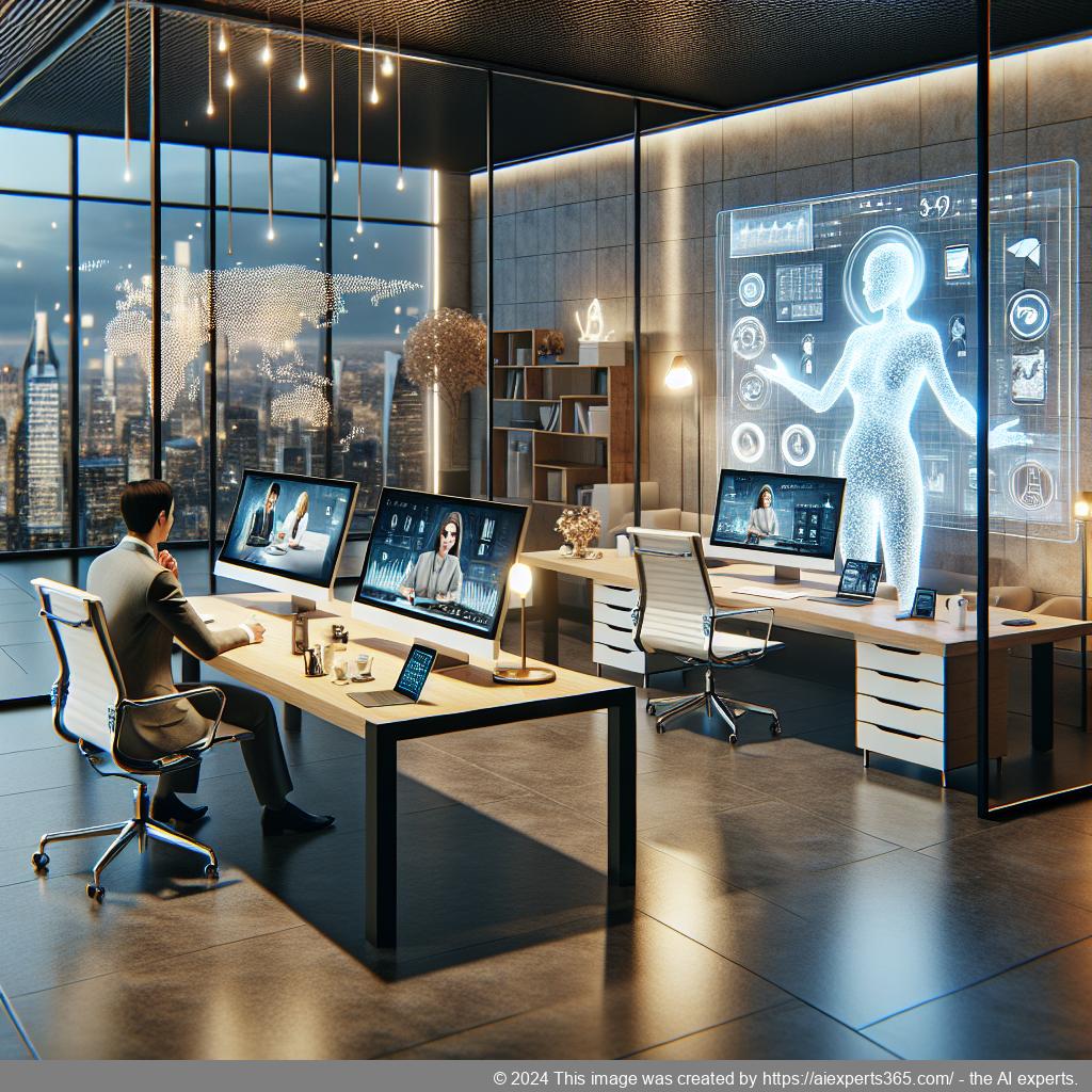 Virtuelles Büro Setup mit moderner Technologie zur Unterstützung der professionellen Präsenz