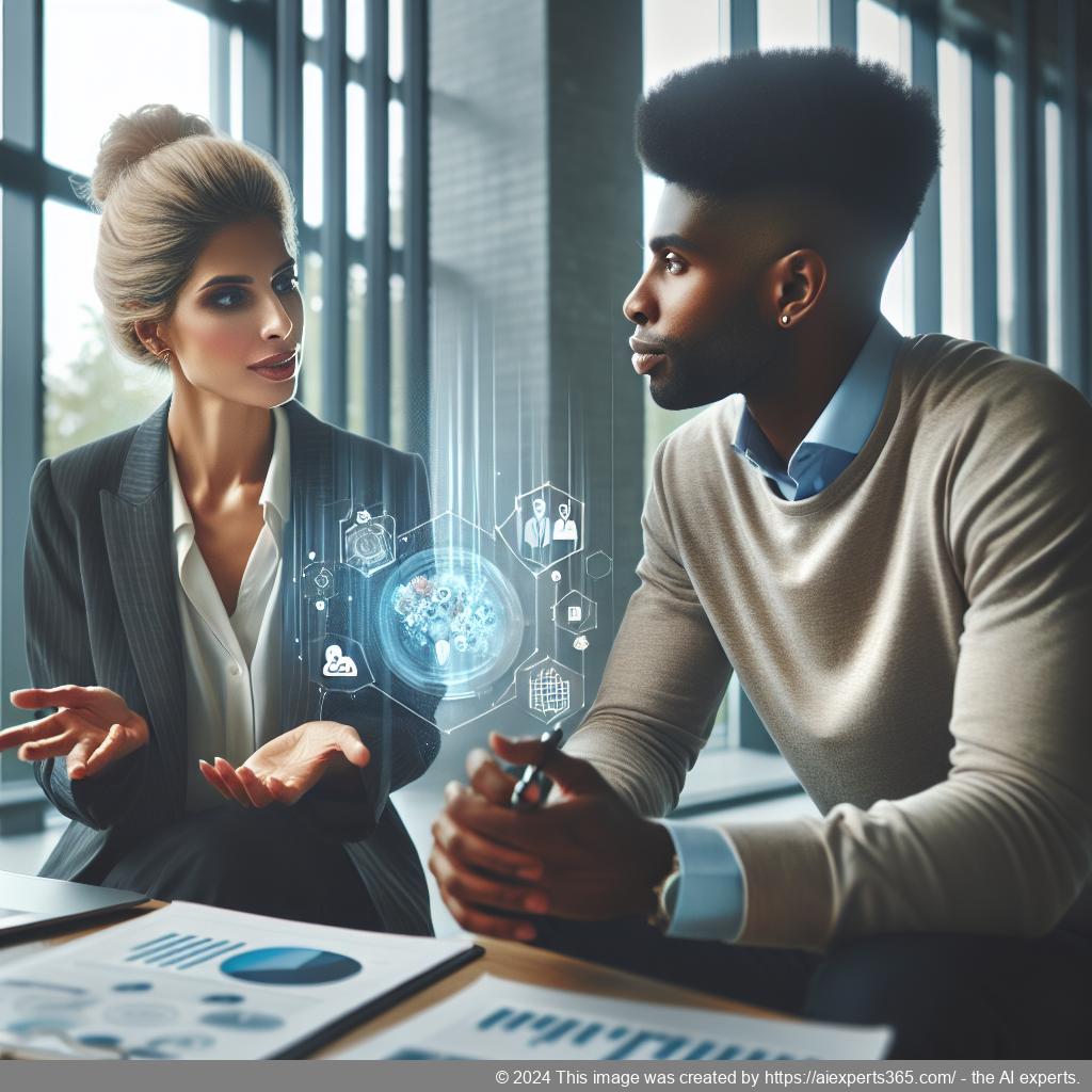 Ein Bild von einem Berater bei einer Sitzung mit einem Gründer zur Entwicklung von Marketingstrategien im Rahmen einer Gründungsberatung.