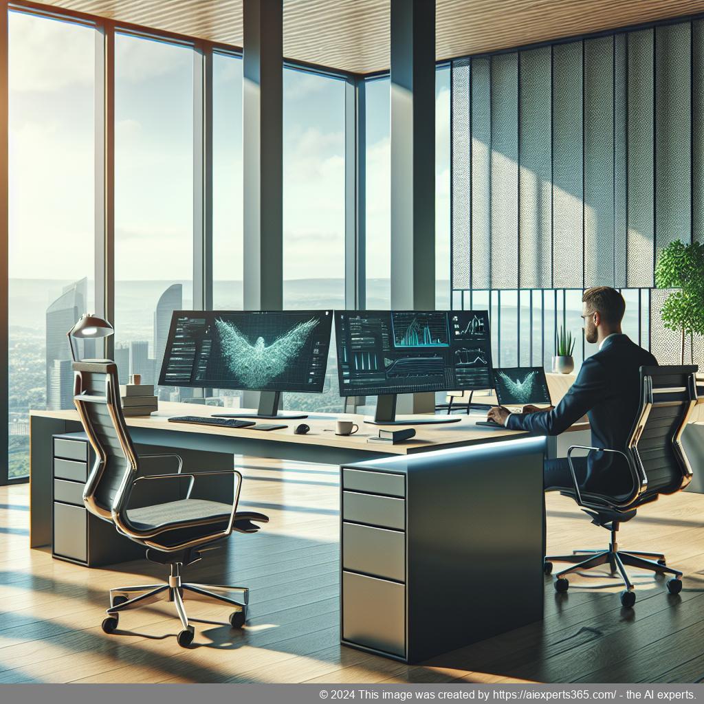 Virtuelles Büro Setup mit moderner Technologie zur Steigerung der Effizienz bei der Arbeit