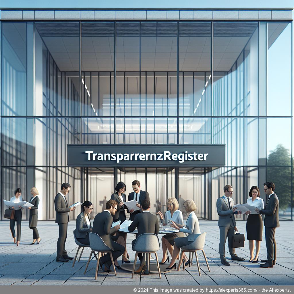 Ein Bild eines deutschen Unternehmensgebäudes mit einem Hinweis auf das Transparenzregister für Gesellschaften bürgerlichen Rechts (GbRs).