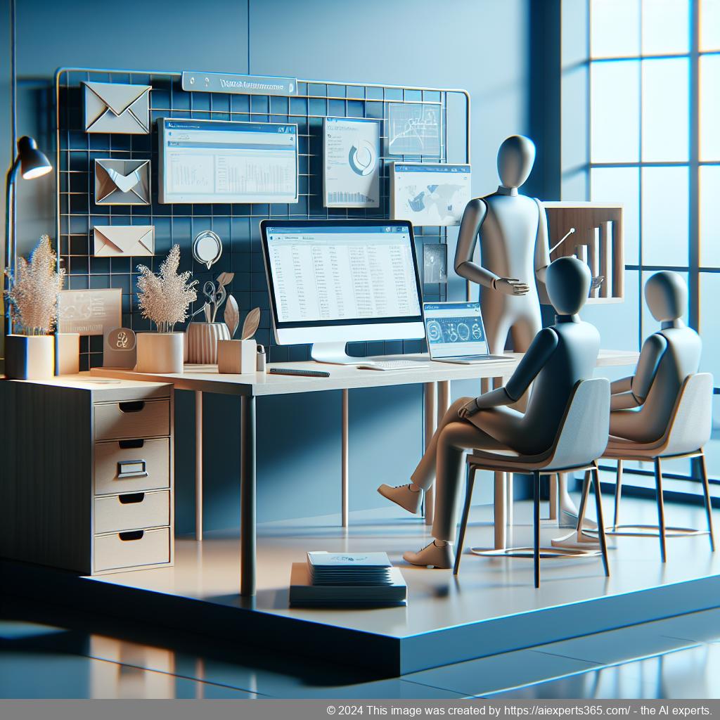 Professionelles Bild eines virtuellen Büros mit einem Schreibtisch, Laptop und Posteingang zur Veranschaulichung des Themas 'Firmenanschrift mieten'.