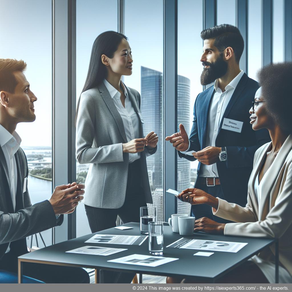 Grafik zeigt eine Gruppe von Unternehmern aus dem Niederrhein bei einem Networking-Event.