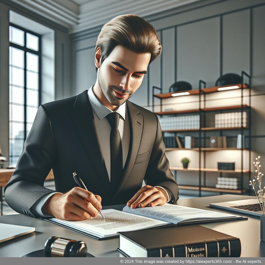 Person unterschreibt UG-Gründungsunterlagen mit einem Stift auf einem Tisch im Büro