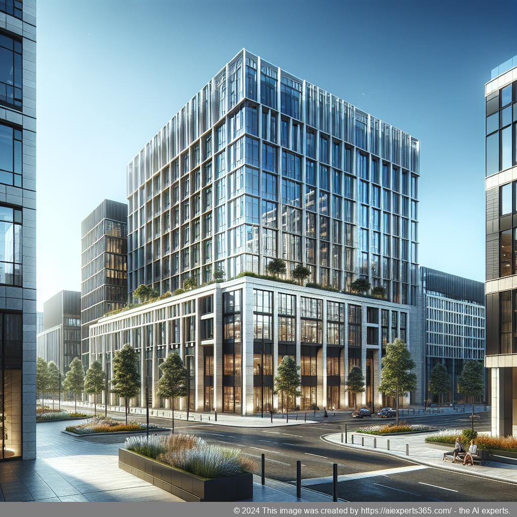 Repräsentatives Bürogebäude symbolisiert professionelle gemietete Geschäftsanschrift.