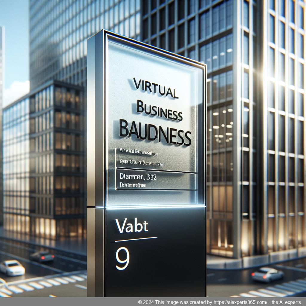 Professionelle virtuelle Büroadresse auf einem stilvollen Schild dargestellt