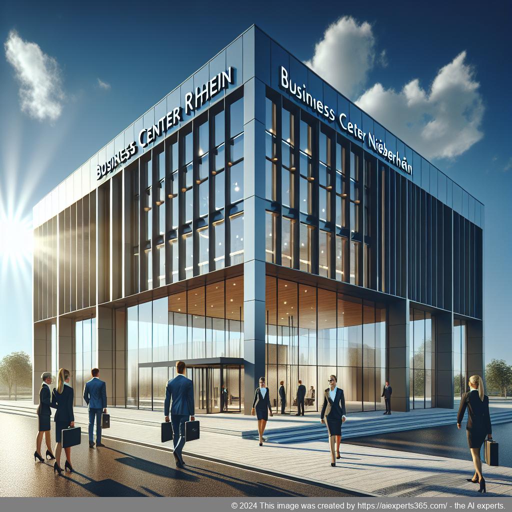 Professionelle Bürogebäude des Business Center Niederrhein mit Fokus auf Adresse Impressum mieten