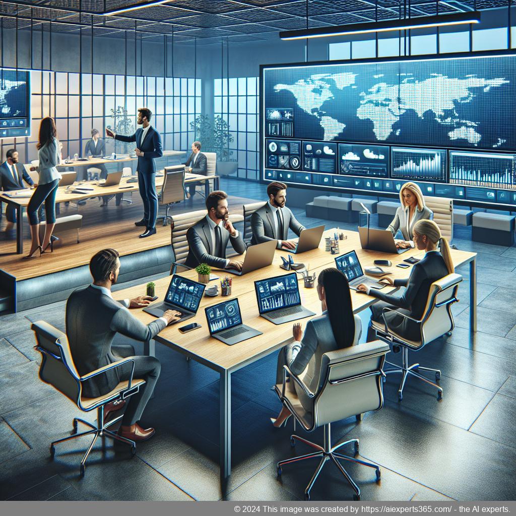 Professionelle Darstellung eines virtuellen Büros mit Fokus auf Flexibilität und internationale Geschäftstätigkeiten.