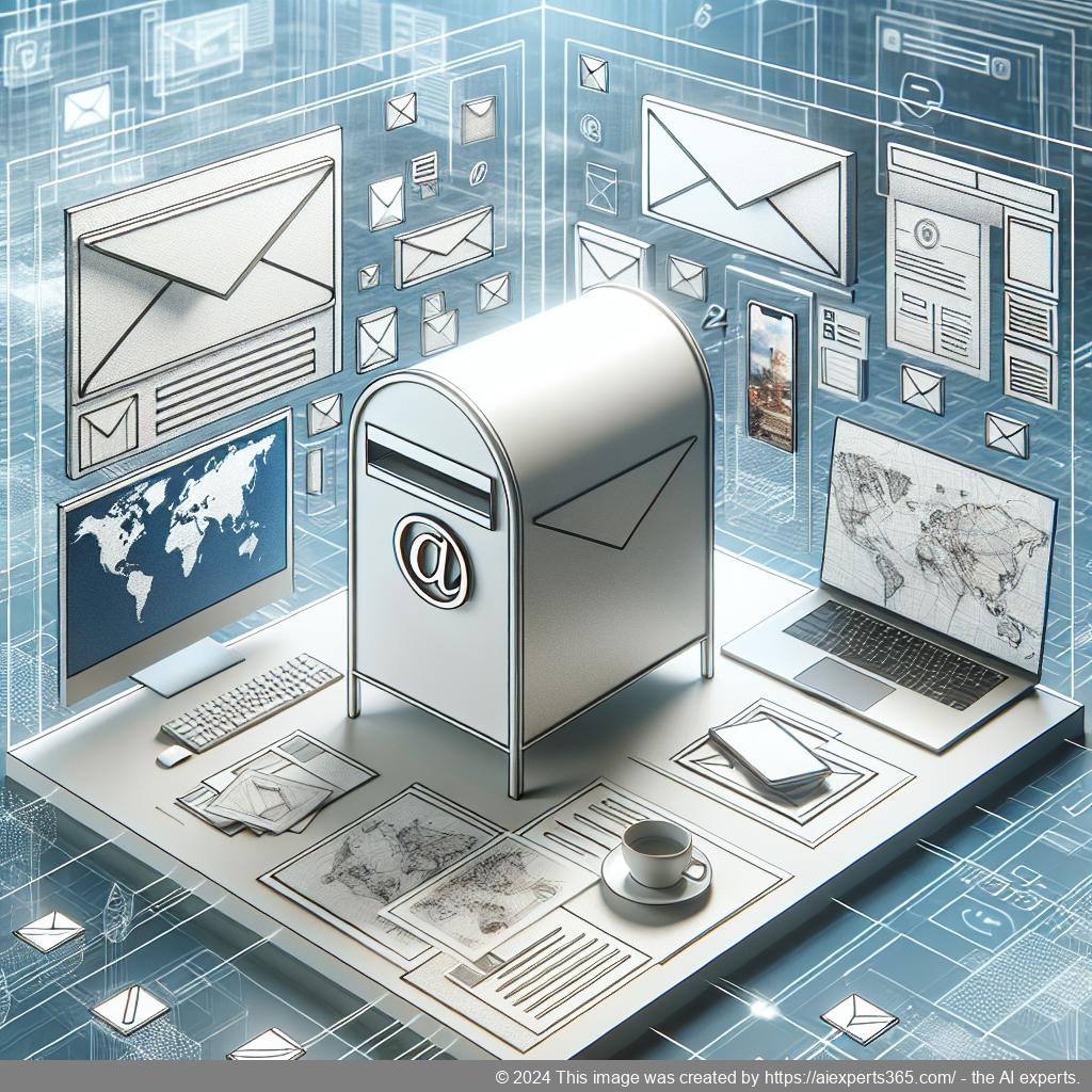 Illustration einer virtuellen Geschäftsadresse symbolisiert durch eine stilisierte Postbox mit digitaler Ausstrahlung