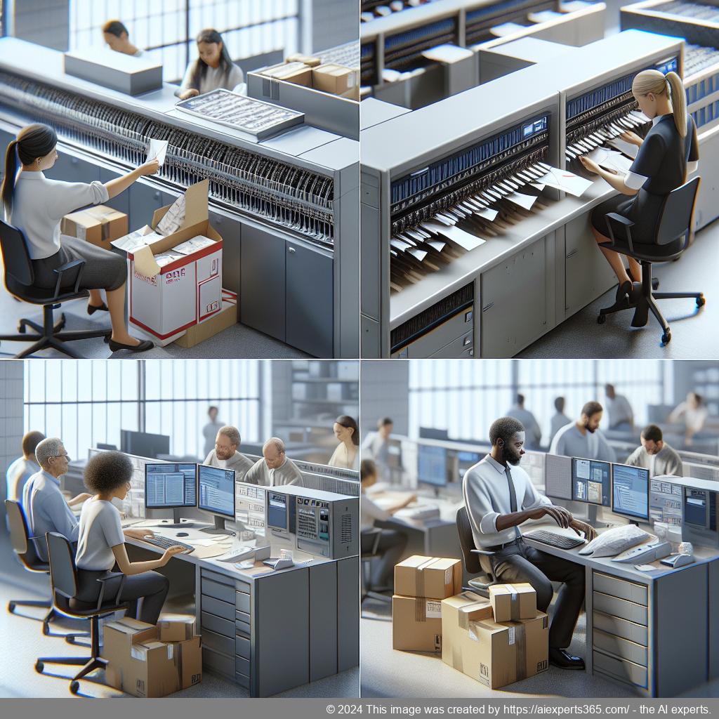 Flexible Optionen für die Postbearbeitung: Annahme, Weiterleitung oder Digitalisierung von Dokumenten in einem modernen Büro.