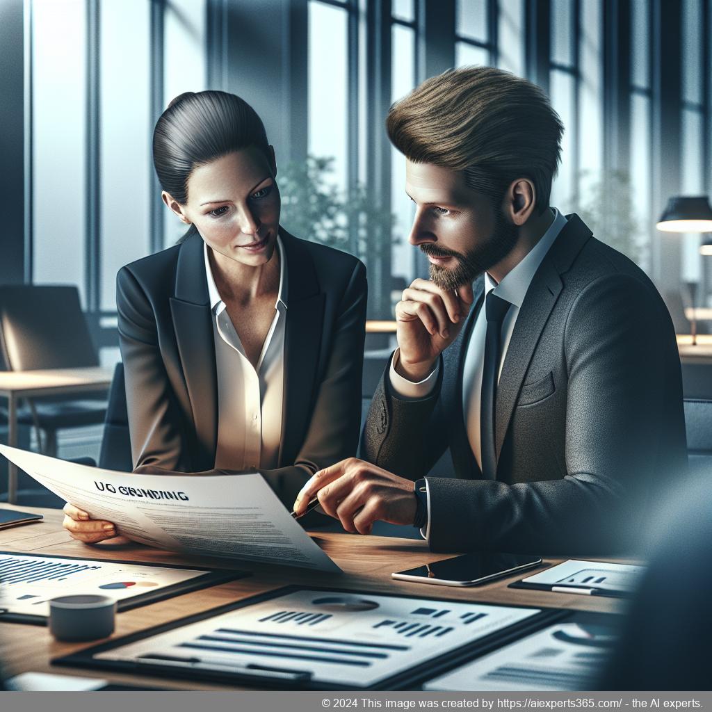 Symbolbild einer UG-Gründung mit Dokumenten und Personen im Beratungsgespräch