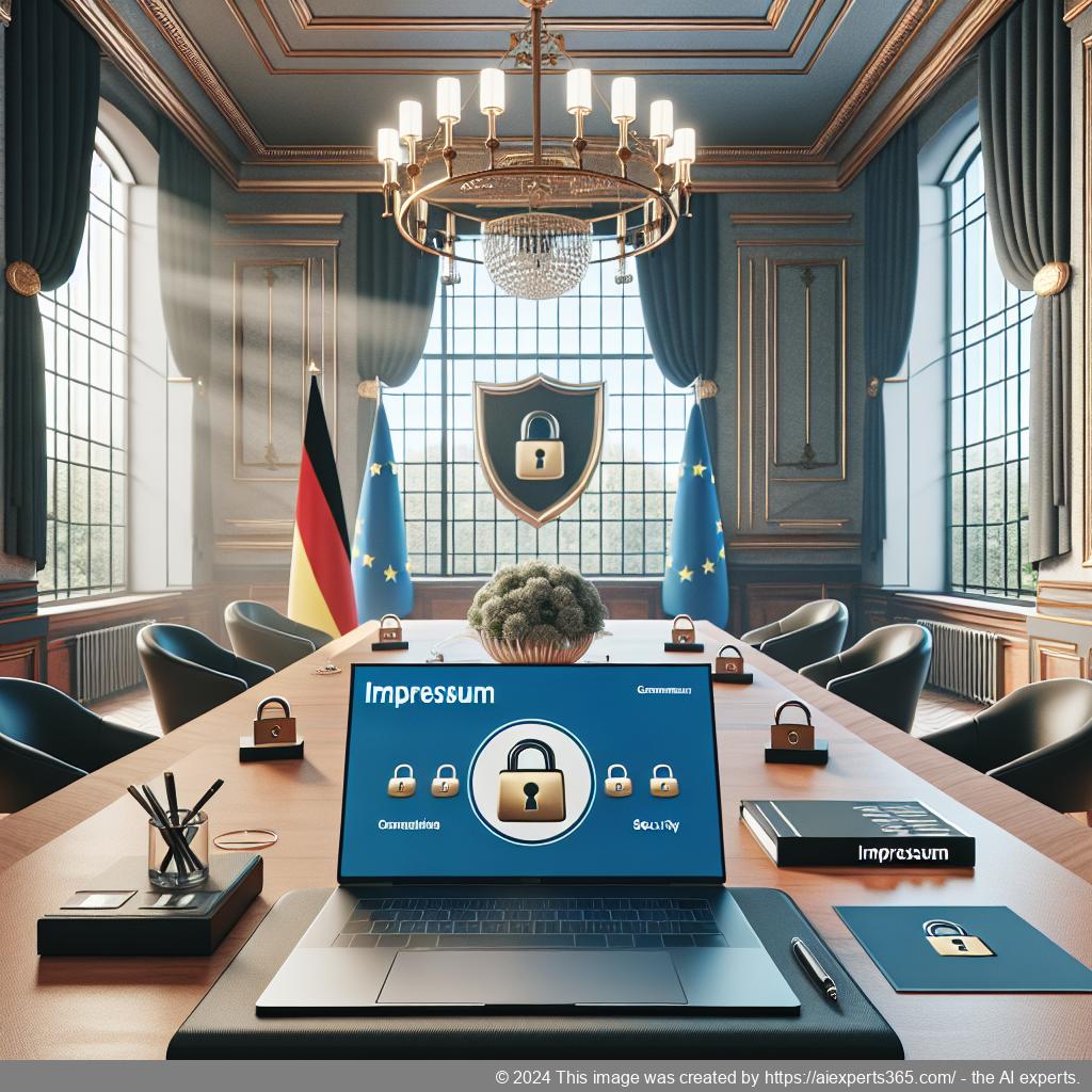 Grafik zum Thema 'So schützt du deine Adresse im Impressum vor Missbrauch' mit Symbolen für Datenschutz und Sicherheit.