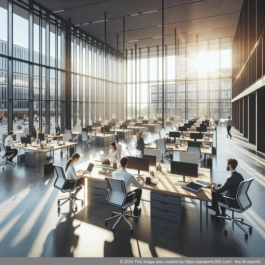 Modernes Großraumbüro in Krefeld mit dynamischer Arbeitsatmosphäre