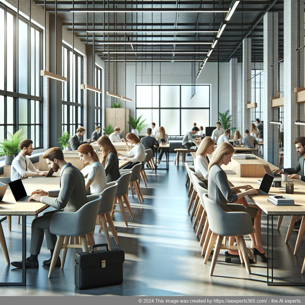 Ein modernes Coworking-Space in Krefeld mit kreativen Menschen bei der Arbeit.