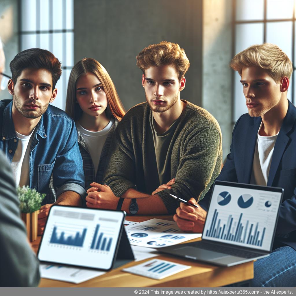 Experten beraten ein junges Startup-Team bei der Planentwicklung