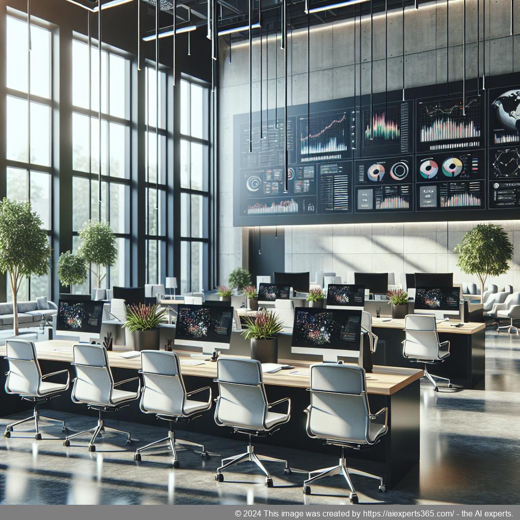 Modern eingerichtetes virtuelles Office mit professioneller Atmosphäre