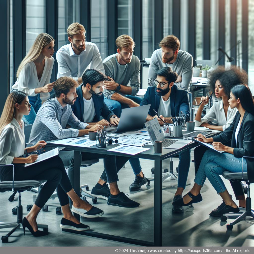 Gründerteam bei einem Meeting im Business Center Niederrhein zur Vorbereitung auf den Markteintritt ihrer UG.