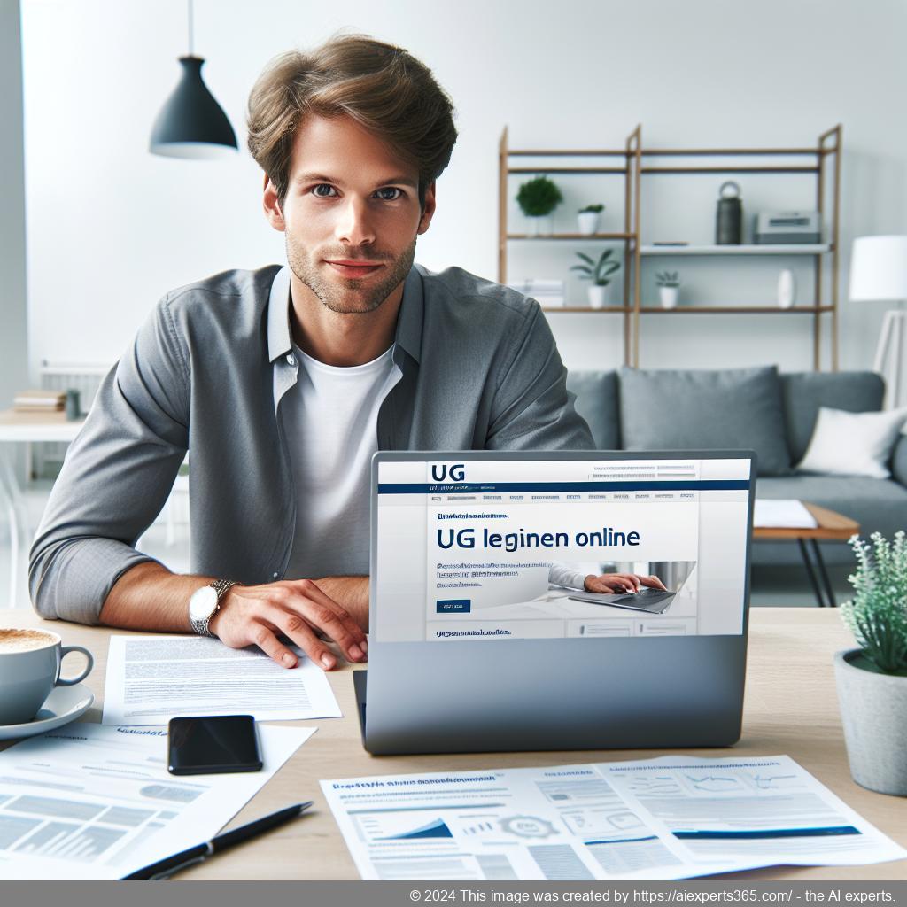 Person verwendet Laptop zur Online-Gründung einer UG