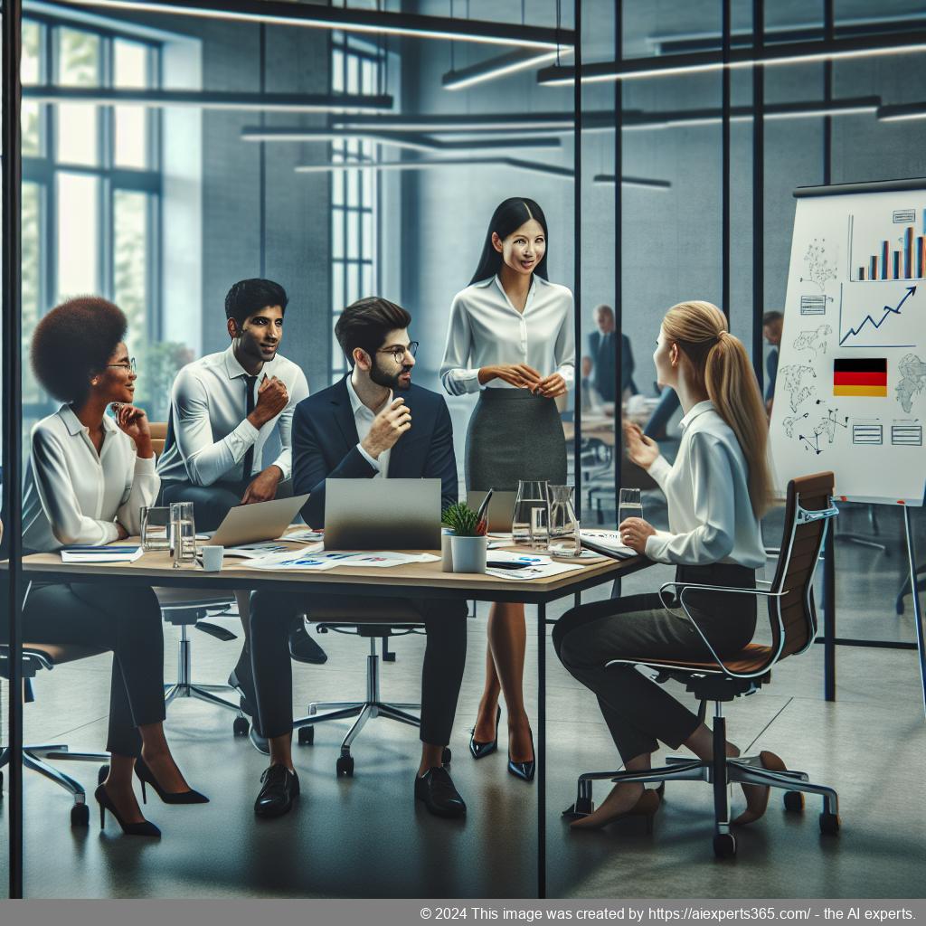 Grafik mit einem deutschen Gründerteam bei der Planung ihrer Unternehmergesellschaft (UG), symbolisiert durch Dokumente und Laptops.