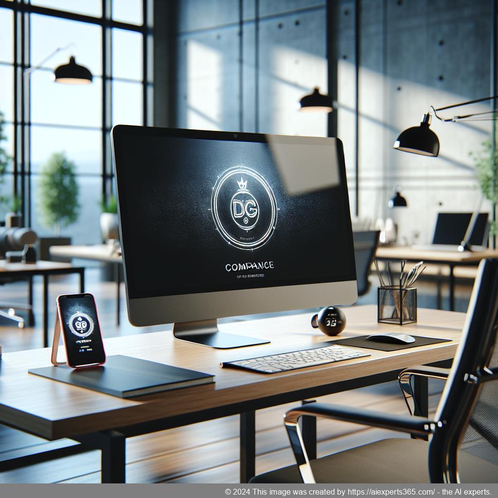 Modernes Setup eines virtuellen Büros mit Computerbildschirm