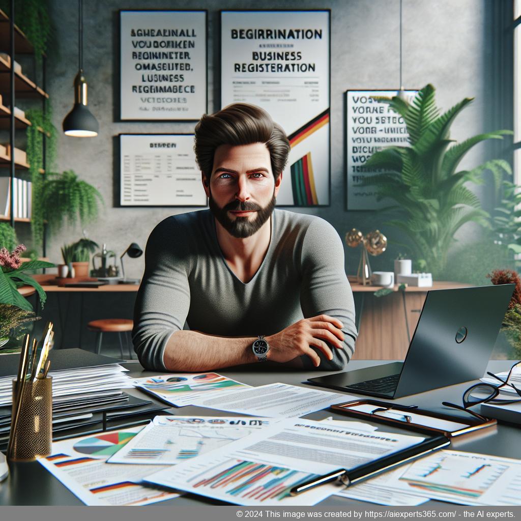 Ein Unternehmer bei der Nutzung virtueller Bürodienstleistungen zur Gewerbeanmeldung.