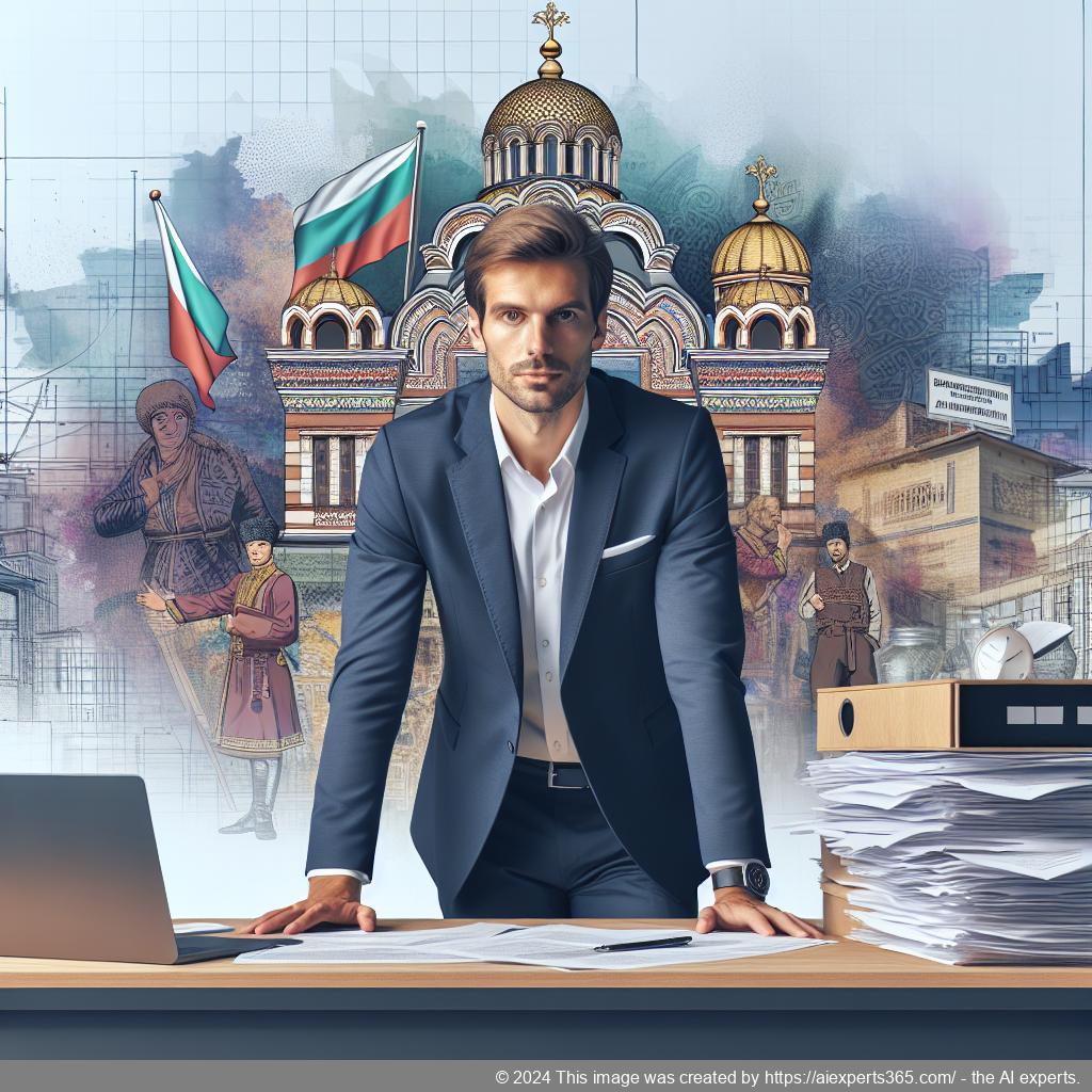 Visualisierung eines erfolgreichen Unternehmers bei der Firmengründung in Bulgarien mit Fokus auf steuerliche Vorteile und Unterstützung.