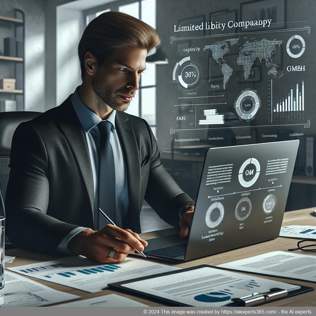 Grafik zeigt einen deutschen Unternehmer bei der Erstellung seines Geschäftskonzepts für die Gründung einer GmbH.