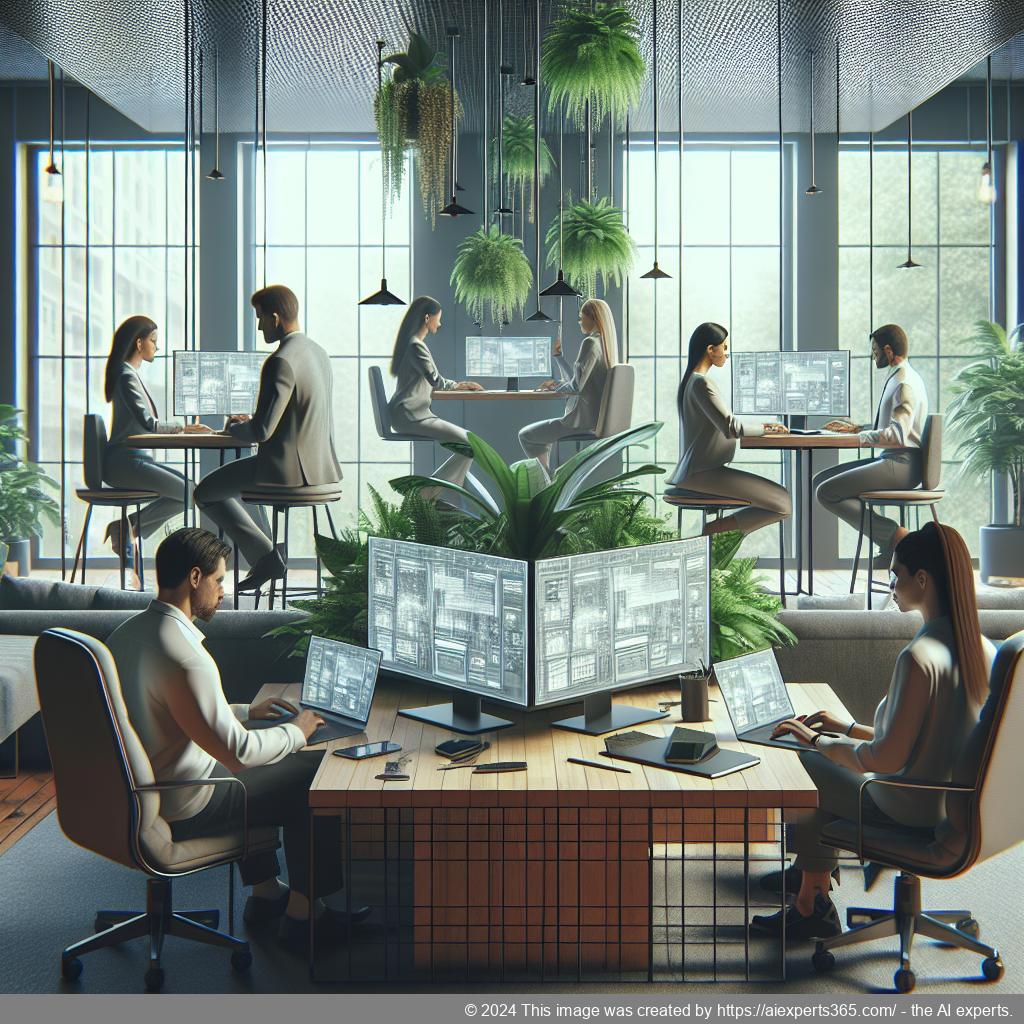 Visualisierung des Konzepts eines virtuellen Büros mit Fokus auf Flexibilität und Professionalität.