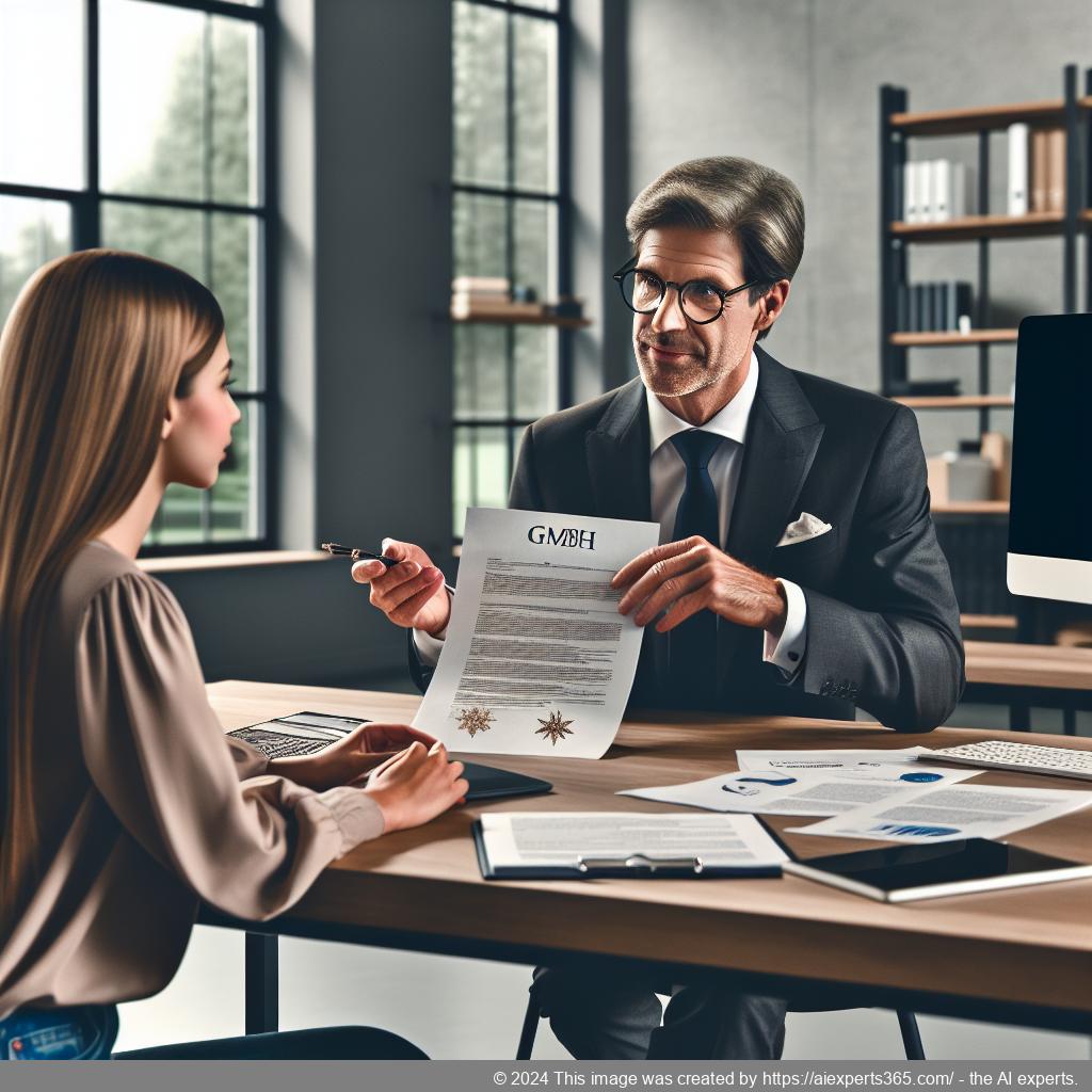 Berater erklärt einem Gründer Aspekte des Businessplans im Kontext einer GmbH-Gründungsberatung