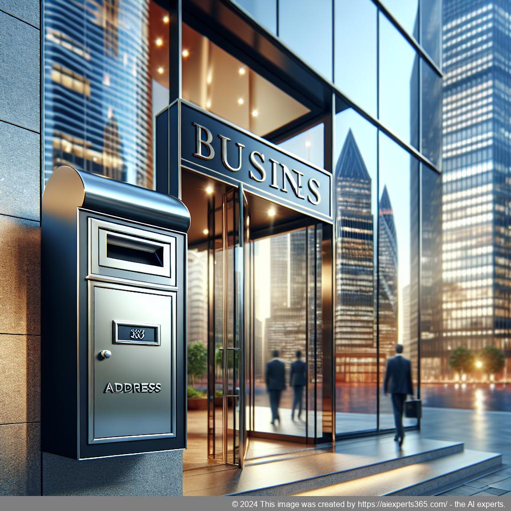 Ladungsfähige Geschäftsadresse symbolisiert durch einen stilisierten Briefkastenschlitz mit Firmenschild im Hintergrund