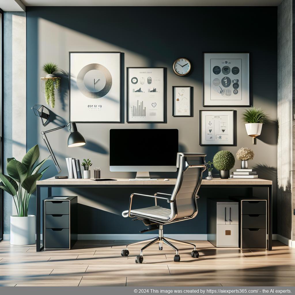 Modern eingerichtetes Homeoffice repräsentiert ein virtuelles Büro als Firmensitz