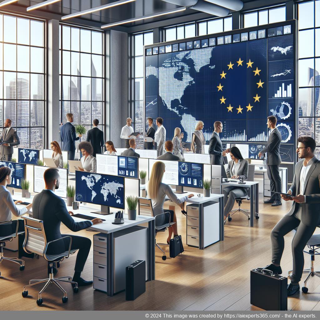 Professionelle Darstellung eines virtuellen Büros mit modernen Technologien zur Optimierung von Geschäftsabläufen.