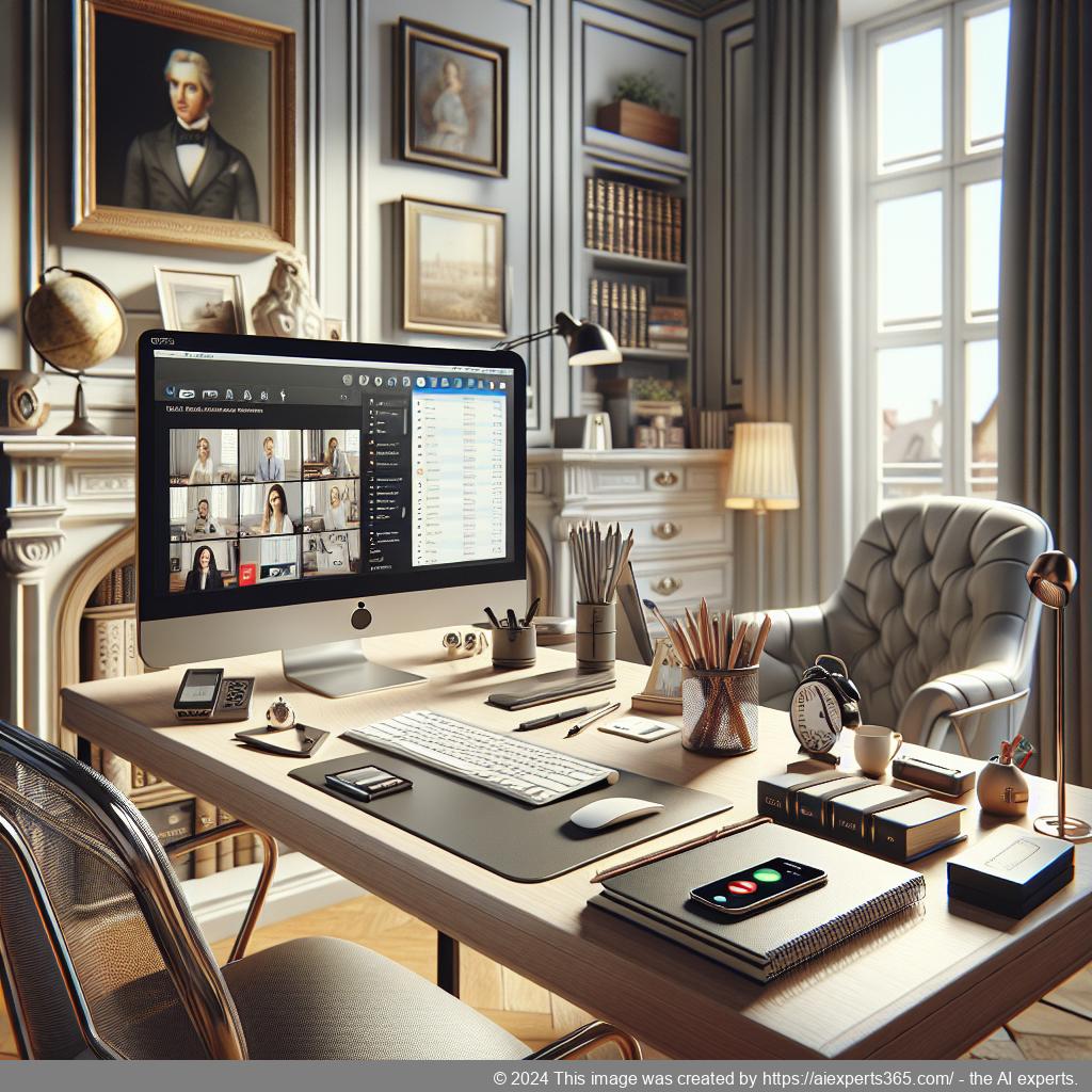 Bild eines modern eingerichteten Homeoffice mit Symbolik für virtuelle Sekretariatsdienste