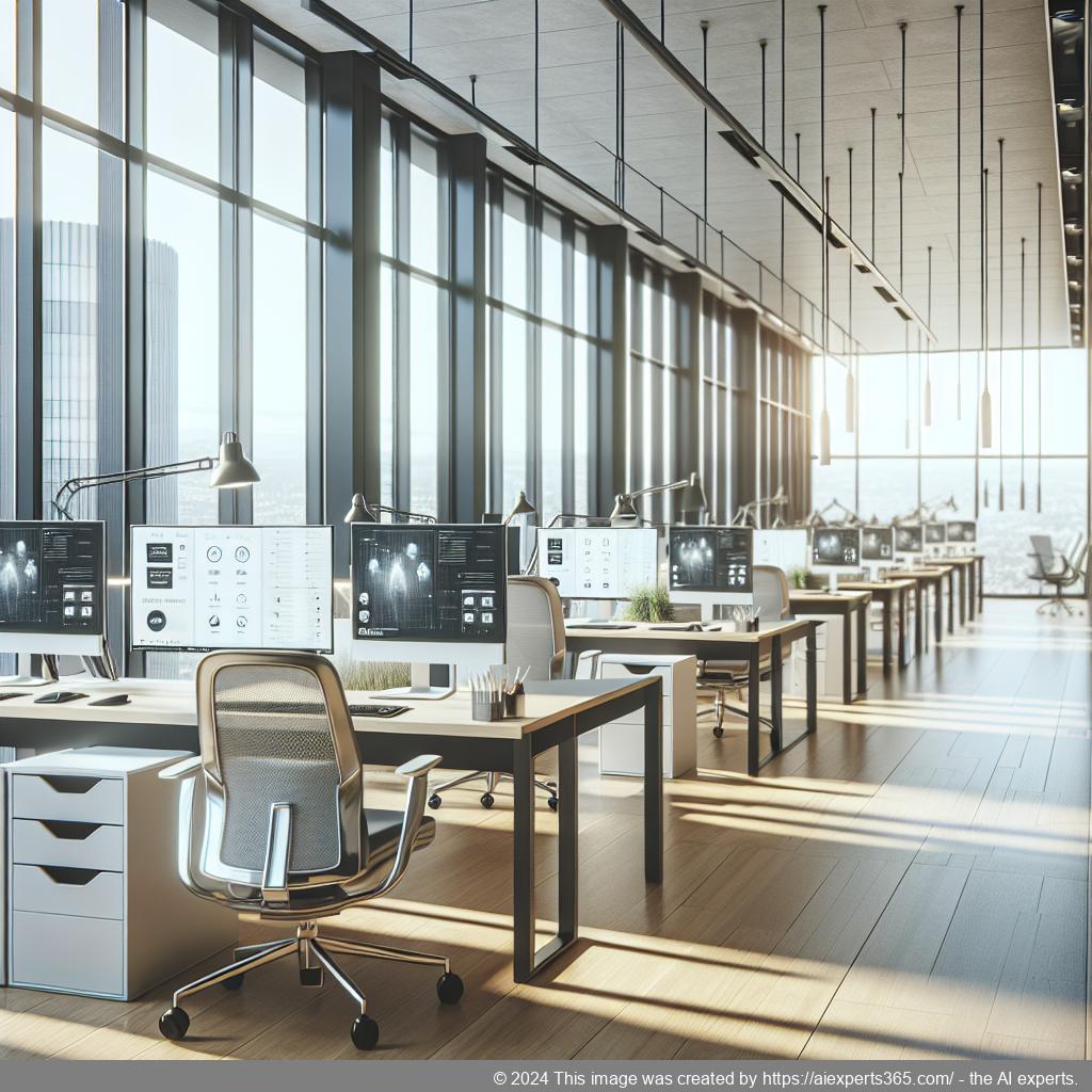 Moderne Büroumgebung mit Computern zeigt virtuelle Sekretariatsarbeit zur Unterstützung flexibler Arbeitsmodelle.