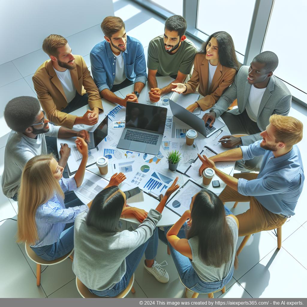 Grafik zur Gründung einer Unternehmergesellschaft (UG), zeigt ein Team von jungen Unternehmern bei der Planung ihrer Geschäftsidee.